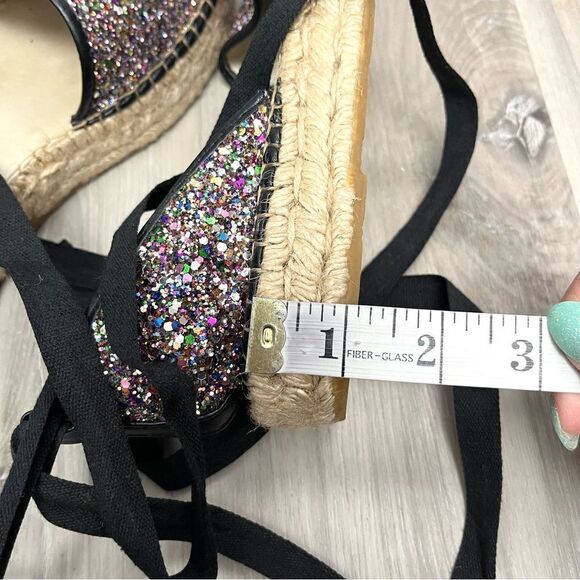 Free People Espadrilles Women’s 8.5 Paradise Glitter Tie Ankle Platform - Picture 7 of 7